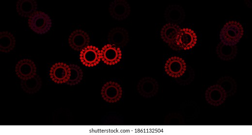 Dark pink vector background with covid-19 symbols. Colorful  gradient illness symbols in simple abstract style. Simple drawing against danger fever.