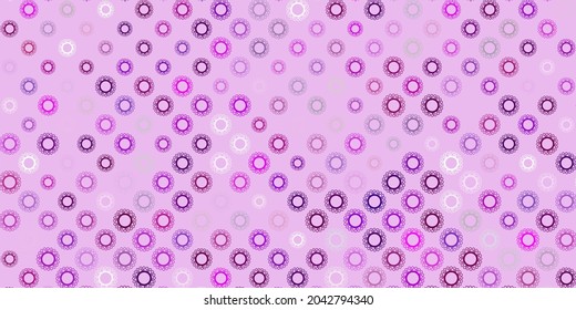 Dark pink vector background with covid-19 symbols. Colorful  gradient illness symbols in simple abstract style. Wallpaper for health protection.