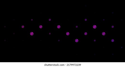 Dark Pink vector background with covid-19 symbols. Simple design in abstract style with infection forms. Simple design against epidemic information.
