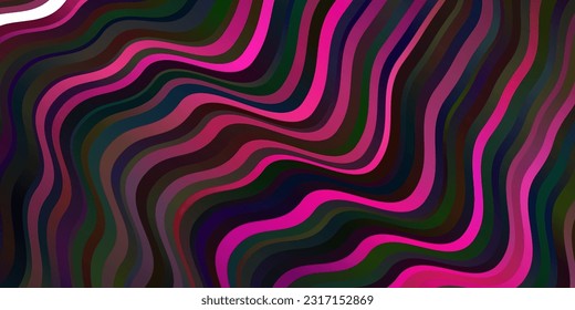 Fondo vector rosa oscuro con líneas curvas. Ilustración de degradado en un estilo sencillo con arcos. Diseño para su promoción comercial.