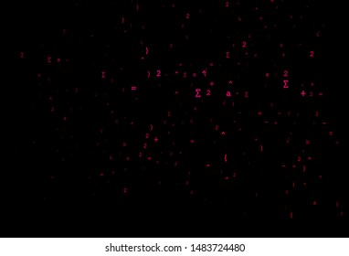 Dark Pink vector background with Digit symbols. Blurred design in simple style with collection of numerals. Pattern for school, grammar websites.