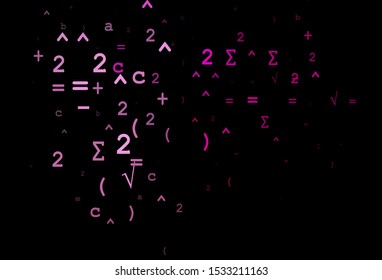 Dark Pink vector background with Digit symbols. Illustration with Numeral symbols on abstract template. Best design for your math college.