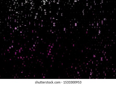 Dark Pink vector background with Digit symbols. Abstract illustration with colored algebra signs. Template for cell phone backgrounds.