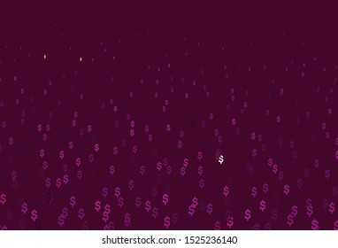 Dark Pink vector background with Dollar. Modern abstract illustration with symbols of money. The pattern can be used for financial, investment websites.