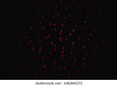 Dark Pink vector background with financial symbols. Colored symbols of currency on white background. Design for business advert of economic, wealth.