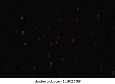 Dark Pink vector background with financial symbols. Shining illustration with signs of currency on abstract template. Design for ad, poster, banner of money making.