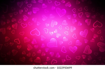 Dark Pink vector background with hearts. Illustration with hearts in love concept for valentine's day. Beautiful design for your business advert of anniversary.