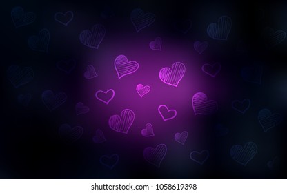 Dark Pink vector background with hearts. Illustration with hearts in love concept for valentine's day. Pattern can be used for valentine's ad, booklets.