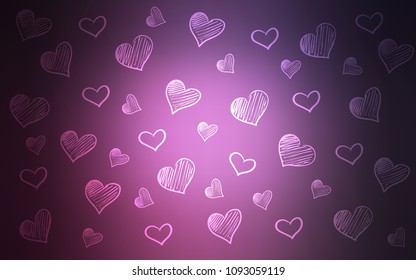Dark Pink vector background with hearts. Illustration with hearts in love concept for valentine's day. Template for Valentine's greeting postcards.