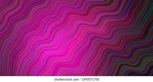 Dark Pink vector background with lines. Colorful geometric sample with gradient lines.  Colorful wave pattern for your design.