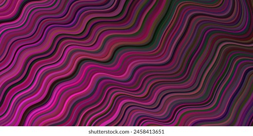 Dark Pink vector background with lines. Colorful geometric sample with gradient lines.  Colorful wave pattern for your design.