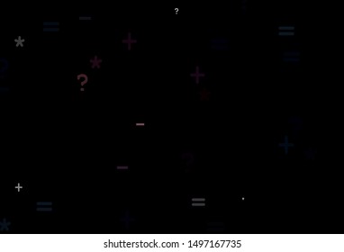 Dark Pink vector background with math elements. Colored mathematic signs with gradient on white background. Smart design for university advert.