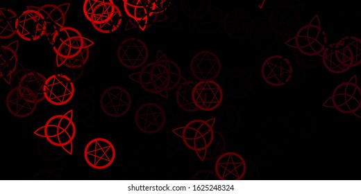 Dark Pink vector background with occult symbols. Colorful mystic symbols with a gradient in ancient style. Simple base for your occult design.