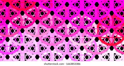 Dark Pink vector background with occult symbols. Illustration with magical signs of spiritual power. Background for esoteric, mystic designs.