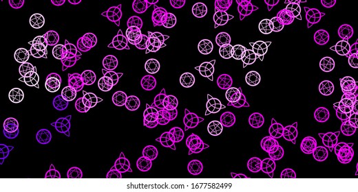 Dark Pink vector background with occult symbols. Abstract illustration with gothic gradient shapes. Design for magic, spiritual events.