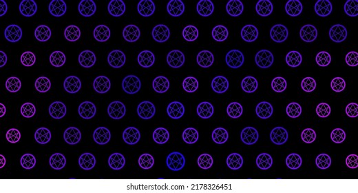 Dark Pink vector background with occult symbols. Colorful mystic symbols with a gradient in ancient style. Simple base for your occult design.
