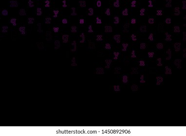Dark Pink vector background with signs of alphabet. Colored alphabet signs with gradient on white background. The pattern can be used for school, grammar websites.