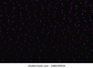 Dark Pink vector background with signs of currency. Modern abstract illustration with symbols of digital money. Template for ads of currency markets, bank loans.