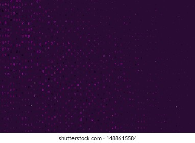 Dark Pink vector background with signs of alphabet. Blurred design in simple style with signs of alphabet. Pattern for booklets, leaflets of education.
