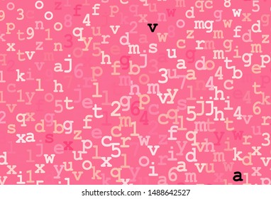 Dark Pink vector background with signs of alphabet. Modern geometrical illustration with ABC english symbols. Pattern for school, grammar websites.