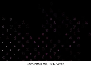 Dark Pink vector background with signs of alphabet. Colored alphabet signs with gradient on white background. The pattern can be used as ads, poster, banner for books.