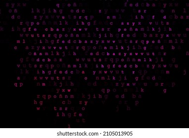 Fondo vector rosa oscuro con signos de alfabeto. Ilustración abstracta con alfabeto latino de color. La plantilla se puede utilizar como fondo para anuncios de tipografía.