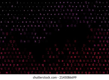 Dark pink vector background with signs of alphabet. Shining illustration with ABC symbols on abstract template. Smart design for your business advert of university.