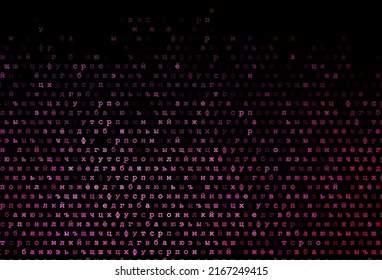 Fondo vector rosa oscuro con signos de alfabeto. Signos de alfabeto coloreado con degradado sobre fondo blanco. Mejor diseño para tu anuncio, afiche, cartel de la universidad.