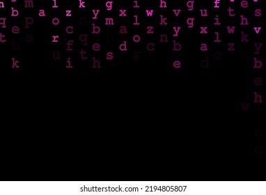 Dark pink vector background with signs of alphabet. Shining colorful illustration with isolated letters. The pattern can be used as ads, poster, banner for books.