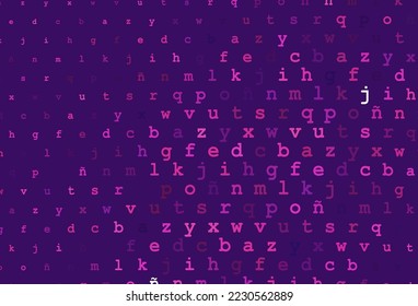 Fondo vector rosa oscuro con signos de alfabeto. Ilustración brillante con símbolos ABC en una plantilla abstracta. Diseño inteligente para tu anuncio comercial de la universidad.