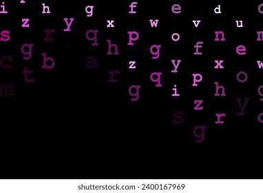 Dark pink vector background with signs of alphabet. Shining colorful illustration with isolated letters. The pattern can be used for ad, booklets, leaflets of education.