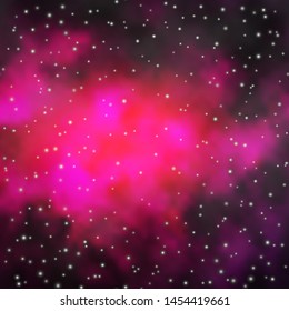Dark Pink vector background with small and big stars. Blur decorative design in simple style with stars. Theme for cell phones.