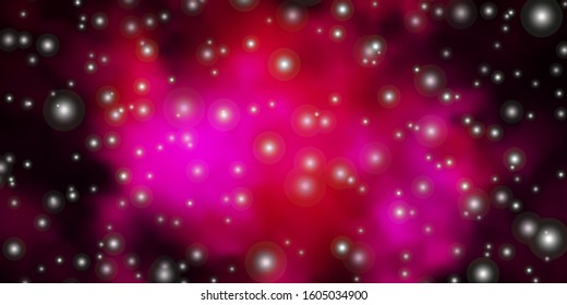 Dark Pink vector background with small and big stars. Colorful illustration in abstract style with gradient stars. Theme for cell phones.