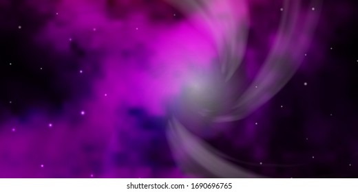 Dark Pink vector background with small and big stars. Decorative illustration with stars on abstract template. Pattern for wrapping gifts.