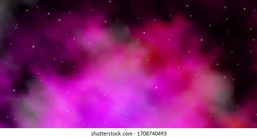 Dark Pink vector background with small and big stars. Decorative illustration with stars on abstract template. Pattern for wrapping gifts.