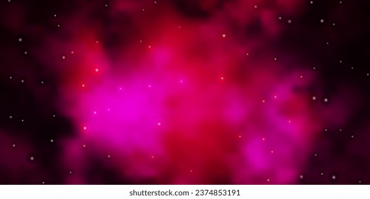 Dark Pink vector background with small and big stars. Decorative illustration with stars on abstract template. Best design for your ad, poster, banner.