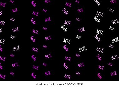 Dark Pink vector background with symbols of 30, 50, 90 % sales. Abstract illustration with colorful gradient symbols of sales. Template for season sales, shopping ads.