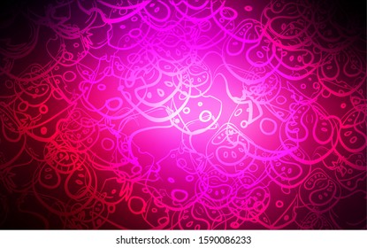 Dark Pink vector background with tasty food. Fast Food on blurred abstract background with colorful gradient. Doodle design for your business advert of cafes.
