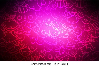 Dark Pink vector background with tasty sweets. Beautiful colored illustration with candies in doodle style. Template of children's food in cafe.