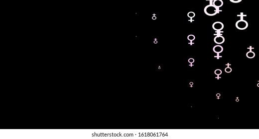Dark Pink vector background with woman symbols. Abstract illustration with a depiction of women's power. Design for International Women’s Day.