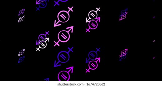 Dark Pink vector background with woman symbols. Illustration with signs of women's strength and power. Design for International Women’s Day.