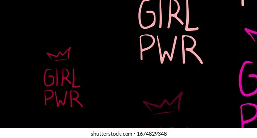 Dark Pink vector background with woman symbols. Colorful illustration with gradient feminism shapes. Simple design for your web site.