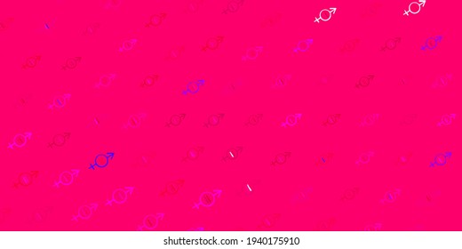 Dark Pink vector background with woman symbols. Colorful feminism symbols with a gradient in modern style. Best design to show the power of women.