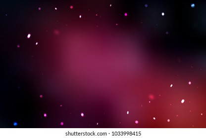 Dark Pink vector background with xmas snowflakes. Snow on blurred abstract background with gradient. The pattern can be used for new year leaflets.