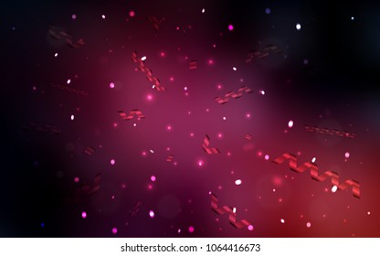 Dark Pink vector background with xmas confetti. Decorative shining illustration with ribbons on abstract template. The pattern can be used for carnival, festival leaflets.
