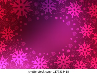 Dark Pink vector background with xmas snowflakes. Decorative shining illustration with snow on abstract template. New year design for your business advert.