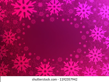 Dark Pink vector background with xmas snowflakes. Blurred decorative design in xmas style with snow. New year design for your ad, poster, banner.