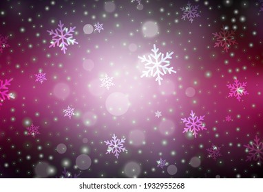 Dark Pink vector background in Xmas style. Simple gradient illustration with Christmas attributes. Pattern for school, grammar websites.