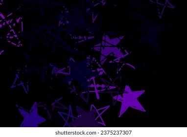 Dark Pink vector background with xmas snowflakes, stars. Glitter abstract illustration with gradient crystal ice forms. New Year design for business advert.