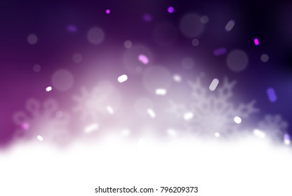 Dark Pink vector background with xmas snowflakes. Snow on blurred abstract background with gradient. The pattern can be used for year new  websites.